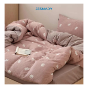 Set chăn ga gối đệm bằng vải muslin, chăn và ga chần bông màu xanh pastel